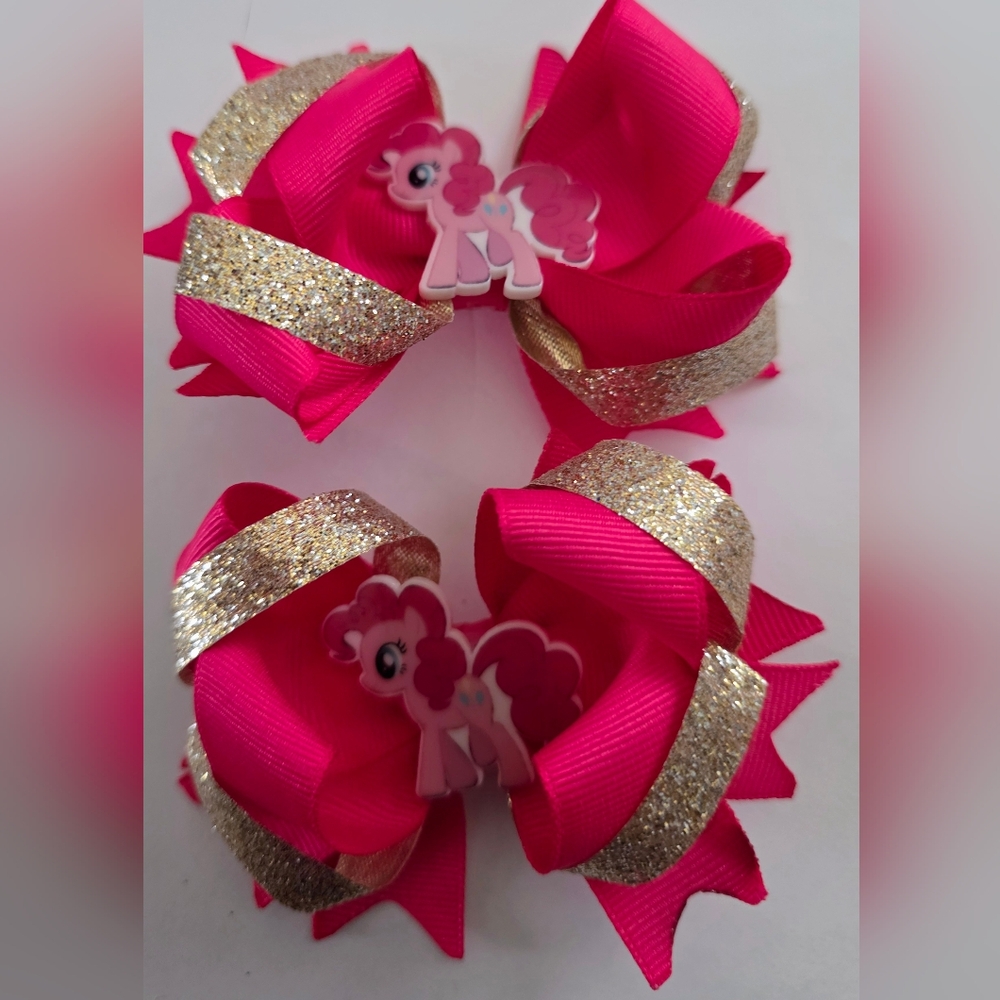 Pink and Gold Kids Hair Bows